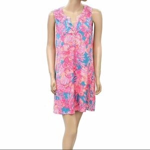 Lilly Pulitzer Essie Floral Print Tank Mini Dress Smocked Cotton - XS